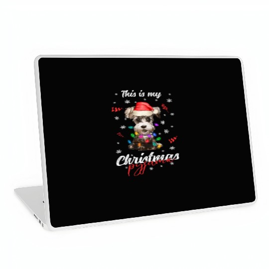 Winter Christmas Pyjama Miniature Schnauzer Laptop Skins