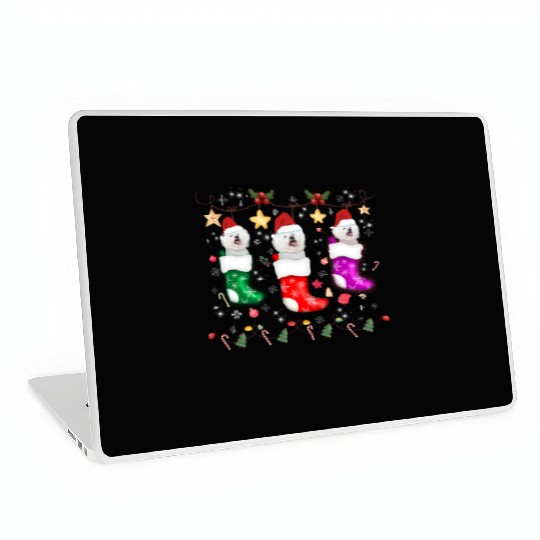 Bichon Frise Christmas Lights Gift Funny Xmas Laptop Skins