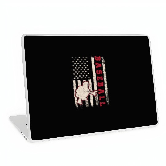 Baseball Catcher USA Flag Patriotic American Flag Laptop Skins