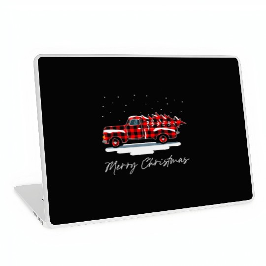 Truck Merry Christmas Buffalo Plaid Merry Xmas Laptop Skins