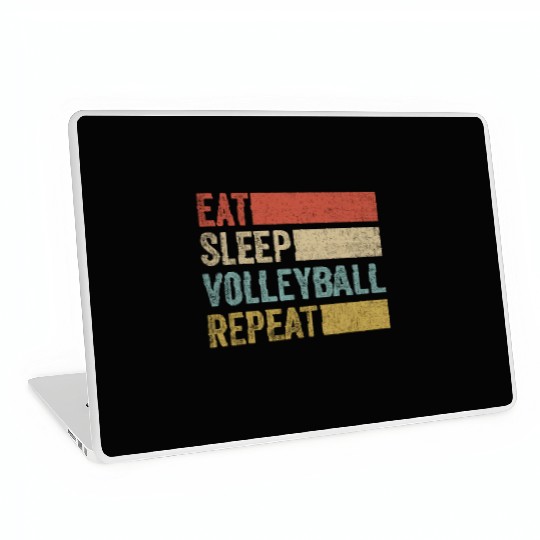 Retro 70s Volleyball Player Men Kids Eat Sleep Laptop Skins