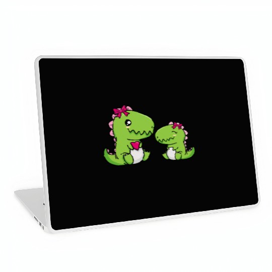 Big sister brother dino siblings boy girl heart Laptop Skins