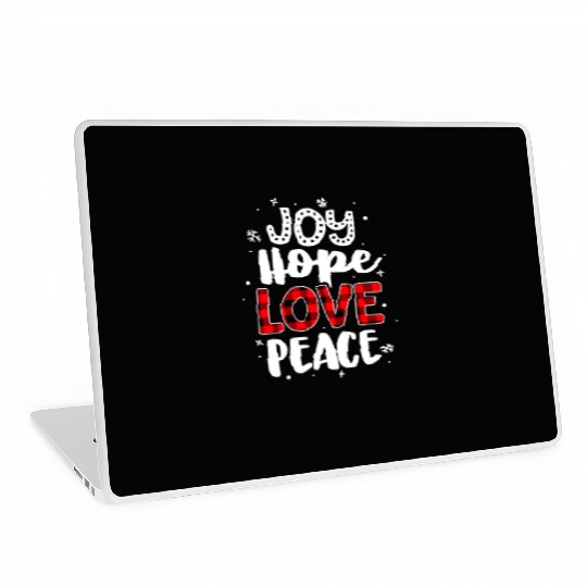 Joy Hope Love Peace Red Buffalo Plaid Christmas Laptop Skins