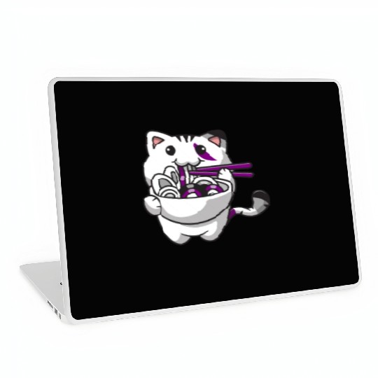 Asexual Pride Kawaii Cat Ramen Noodles Asexual Fla Laptop Skins