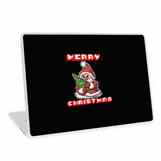Merry Christmas I Xmas I 8 Bit Pixelated Santa Laptop Skins