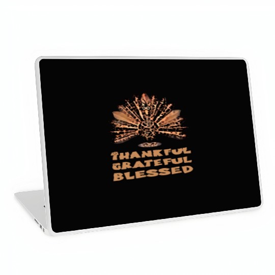 Thankful grateful blessed leopard Laptop Skins