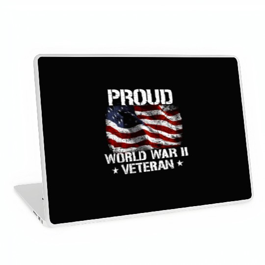 World War 2 Veteran Military Veteran USA Flag Laptop Skins