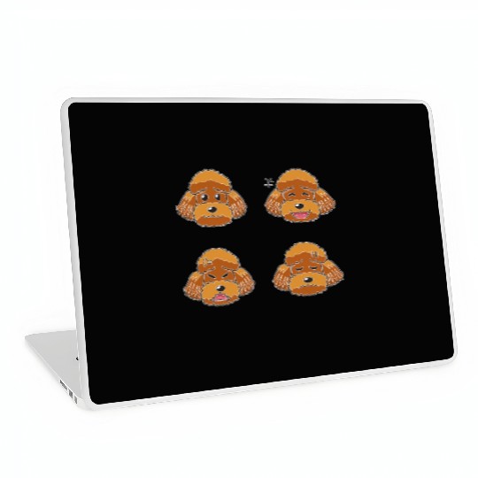 Funny Brown Poodle Dog Cartoon Faces Laptop Skins