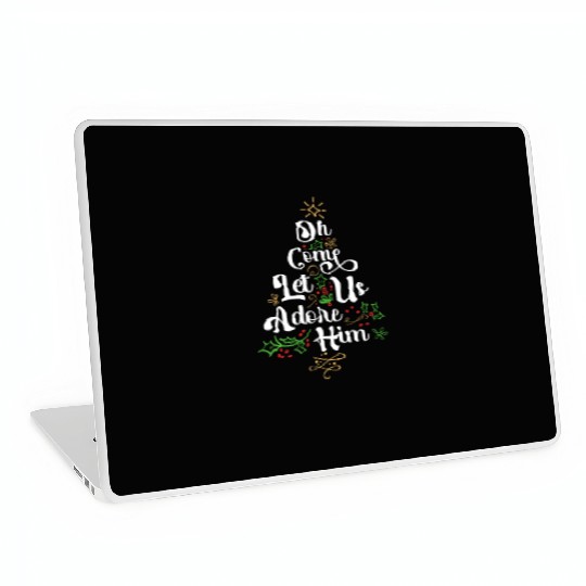 Oh Come Let Us Adore Him Jesus Family Christian Laptop Skins