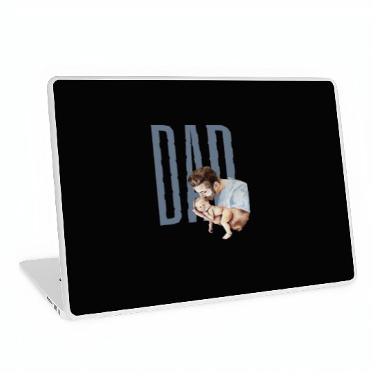 Dad And Newborn Watercolor Design Laptop Skins