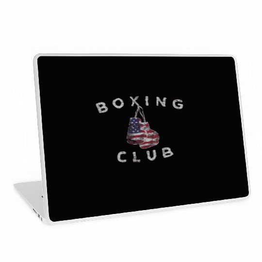 Boxing Club Vintage Us Flag Boxing Gloves Laptop Skins