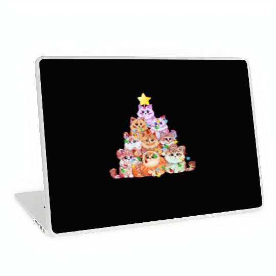 Cats tangled in Christmas Lights - Cat Christmas Laptop Skins