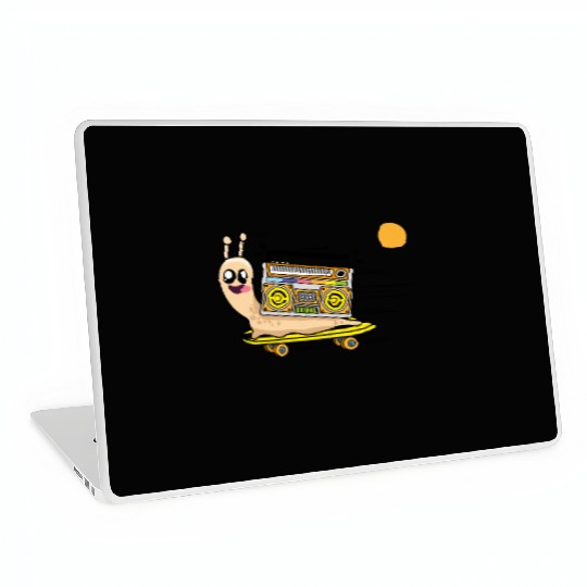 Snail with his skateboard and boombox Laptop Skins