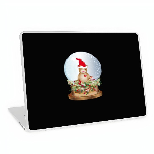beautiful nostalgic snow globe with teddy bear Laptop Skins