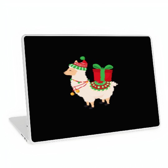Lama with Christmas present Laptop Skins