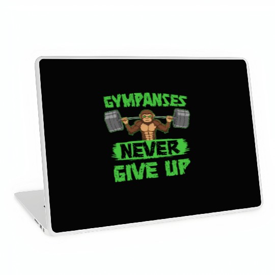Gympanses Never Gives Up Fitness Workout Exercise Laptop Skins