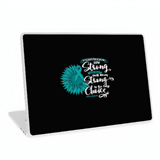 Cervical Cancer Awareness Month Teal Sunflower Laptop Skins