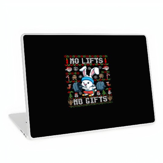 Funny No Lifts No Gifts Ugly Christmas Workout Laptop Skins