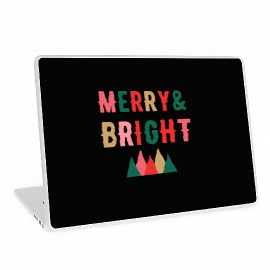 Merry and Bright Christmas tree Laptop Skins
