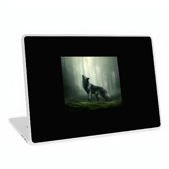 Howling wolf at midnight Laptop Skins