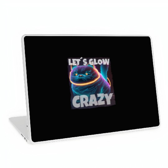 Lets Glow Crazy Cat Kitten Fluffy Cat Laptop Skins