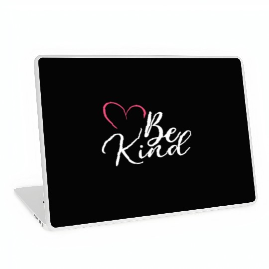Be Kind Pink Heart – Minimal Kindness Quote Art Laptop Skins