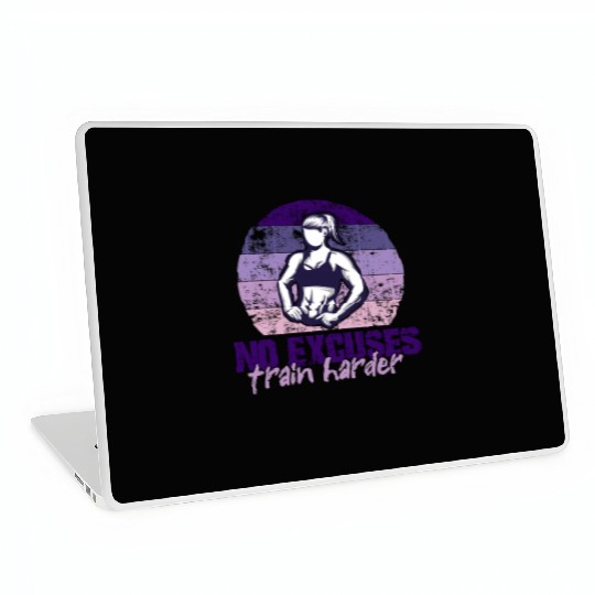 NO EXCUSES, TRAIN HARDER AT THE GYM Laptop Skins