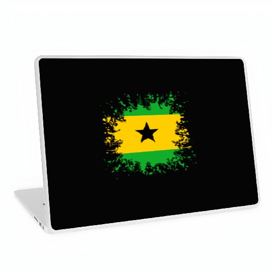 Sao Tome And Principe Flag Paint Splatter Laptop Skins