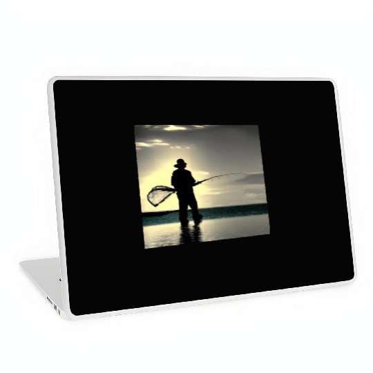 Fishing fish lifestyle fisherman with fishing rod Laptop Skins