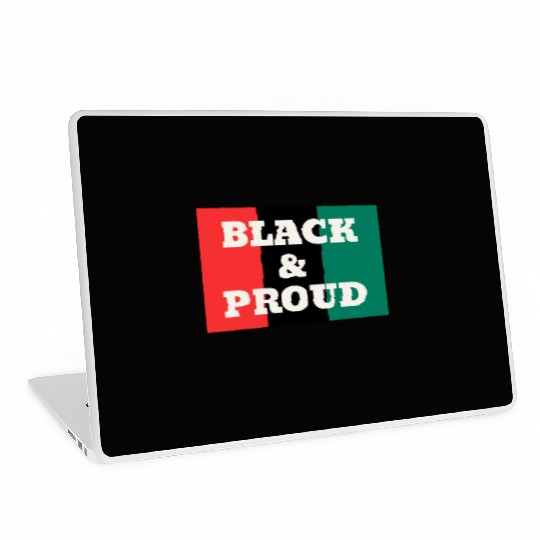 Black and Proud on a Red, Black, and Green Colors Laptop Skins