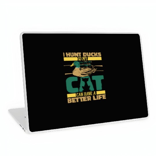 Duck Hunting Cat Laptop Skins