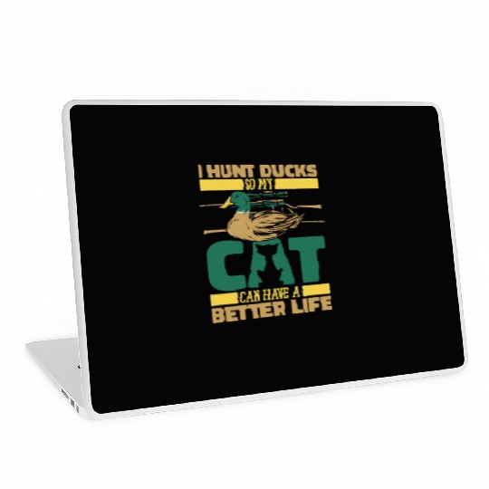 Duck Hunting Cat Laptop Skins