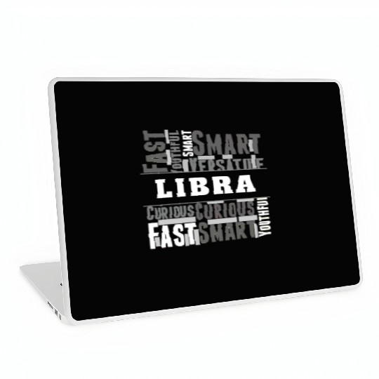 Libra Zodiac Star Sign Word Cloud Square Monochrom Laptop Skins