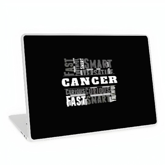Cancer Zodiac Star Sign Word Cloud Square Monochro Laptop Skins