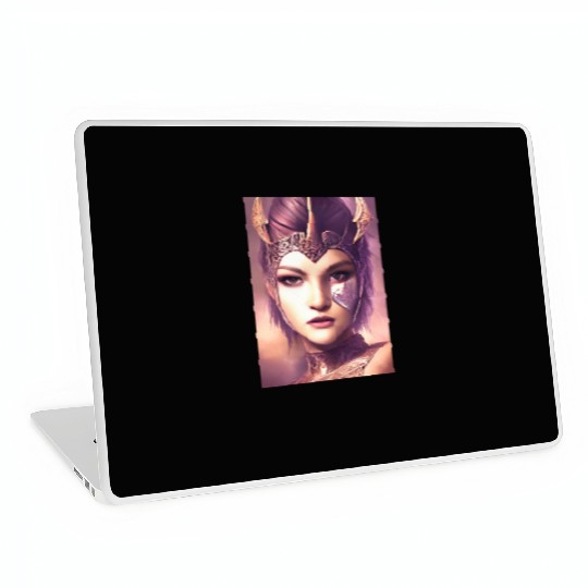 Warrior princess wearing gothic plate dark fantasy Laptop Skins