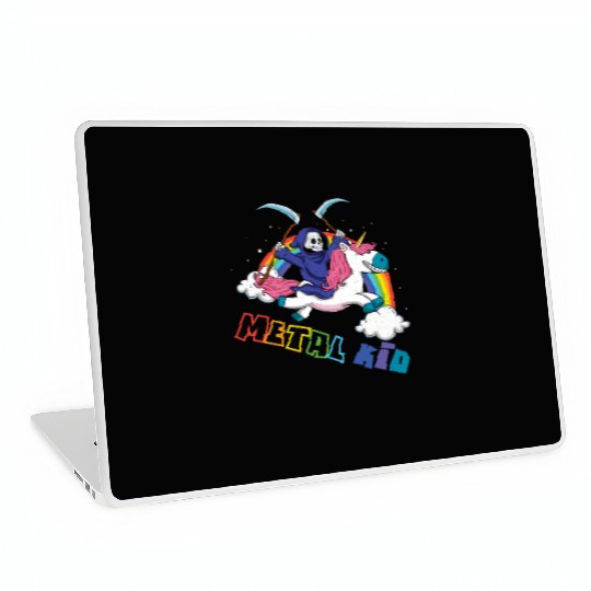 Metal Kid Music Unicorn Skeleton Rocker Rock Heavy Laptop Skins