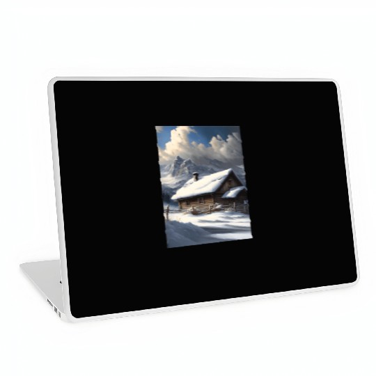 alps winter landscape hut in the snow Laptop Skins