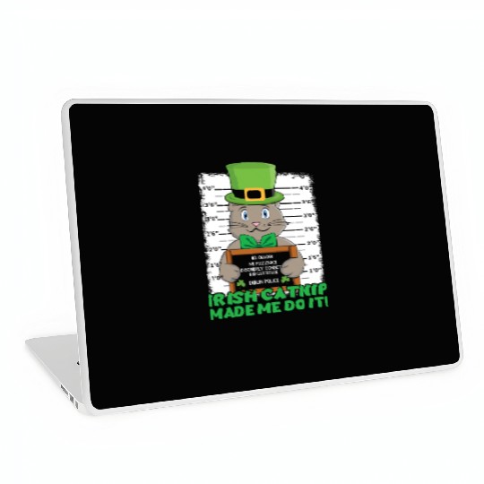 Angry Funny Irish Cat Happy Saint Patrick Day Laptop Skins