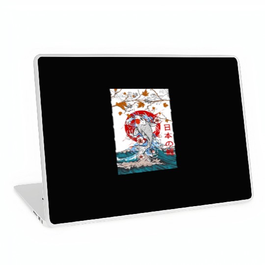 Great Wave off Kanagawa Japanese Blossom Koi Fish Laptop Skins