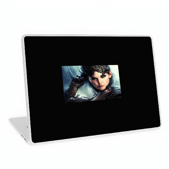Warrior princess wearing gothic plate fantasy art Laptop Skins