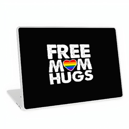 Free Mom Hugs, LGBT Rainbow Heart Laptop Skins