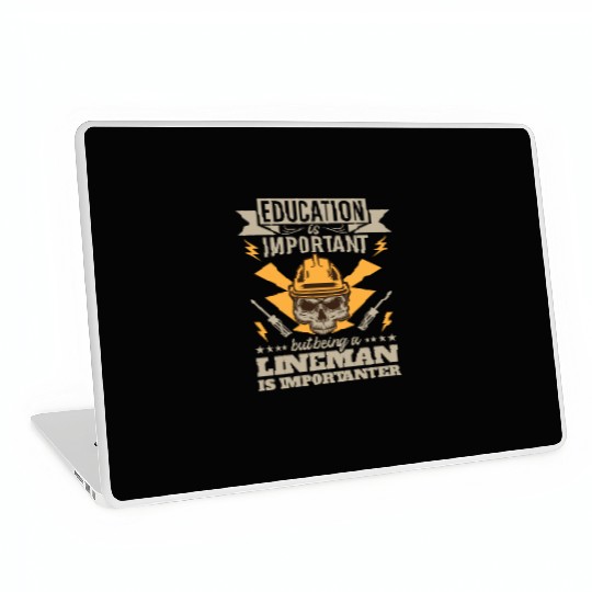 Electrical Lineman Pun Education Is Important Laptop Skins