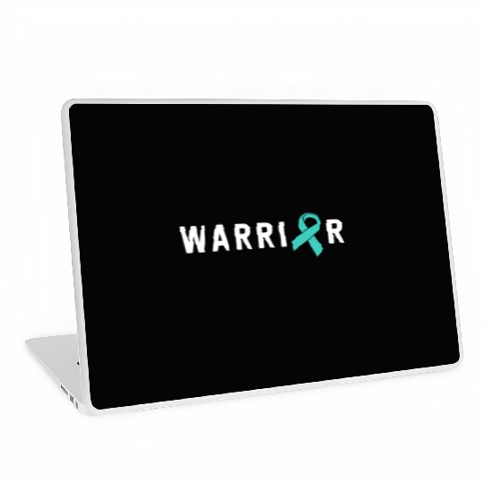Warrior Motivational Teal Awareness Ribbon Laptop Skins
