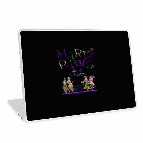 Mardi gras purple and gold cat- teddy bear+sticker Laptop Skins