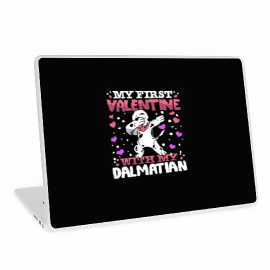 My First Valentine With My dalmatian Animal Heart Laptop Skins