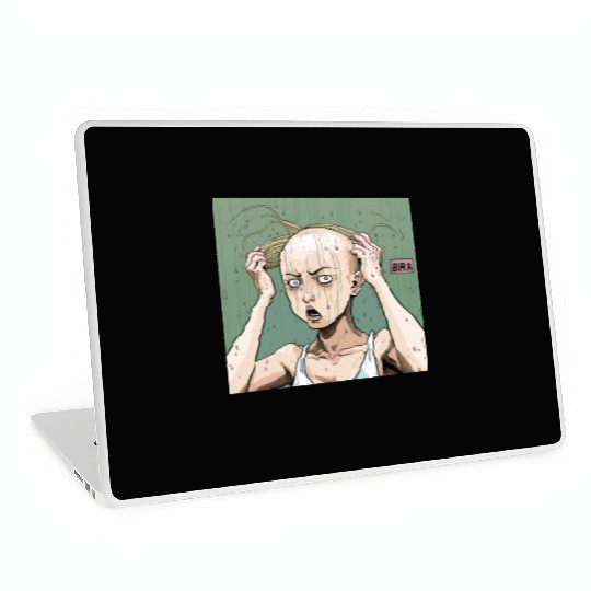 A Woman Holding Her Hair in Front of Her Face Laptop Skins