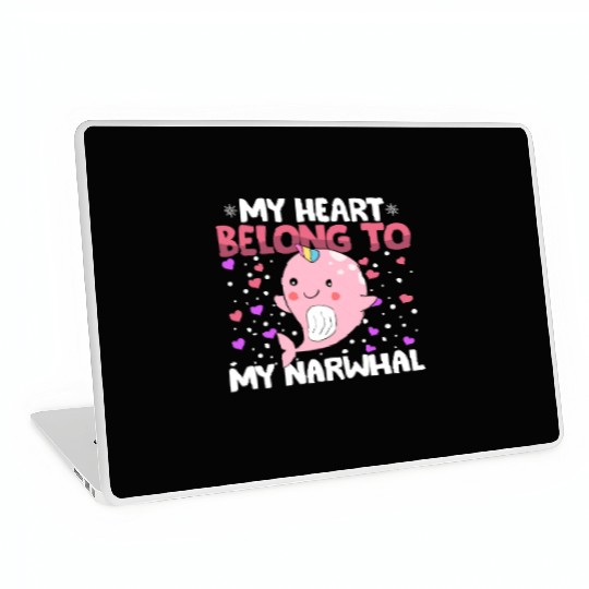 Valentines Day My Heart Belong to My Narwhal Boys Laptop Skins