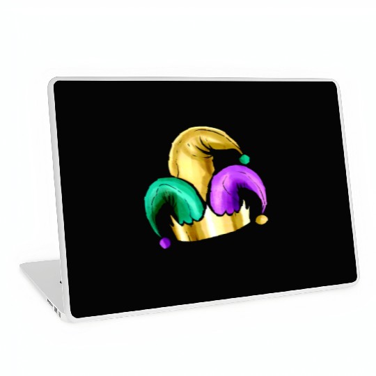 Purple, Yellow Golden And Green Jester Hat For Laptop Skins