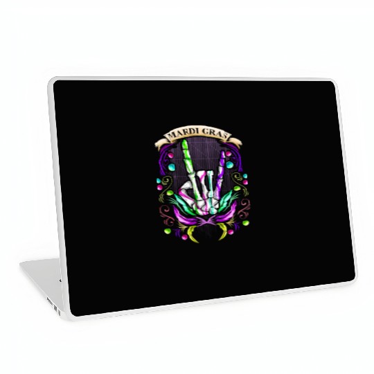 Rocking Skeleton Hand Showing Sign Of The Horns Laptop Skins