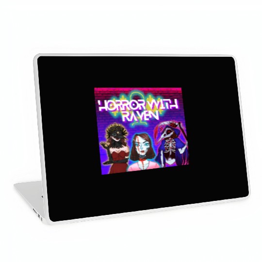 HORROR WITH RAVEN PODCAST BRIGHT RETRO Laptop Skins